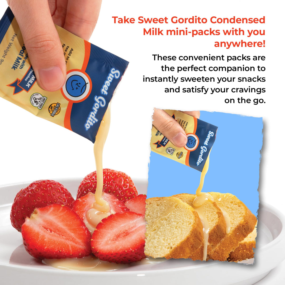 Close-up of Sweet Gordito ingredients panel highlighting grass-fed milk.