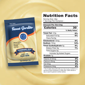 Opened Sweet Gordito packet ready to pour into a drink.