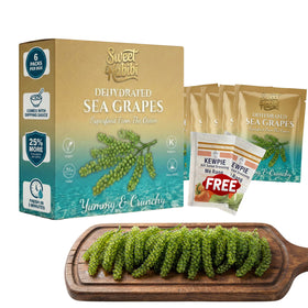 Sweet Habibi sea grapes with dipping sauce for quick, ready-to-serve snacking.