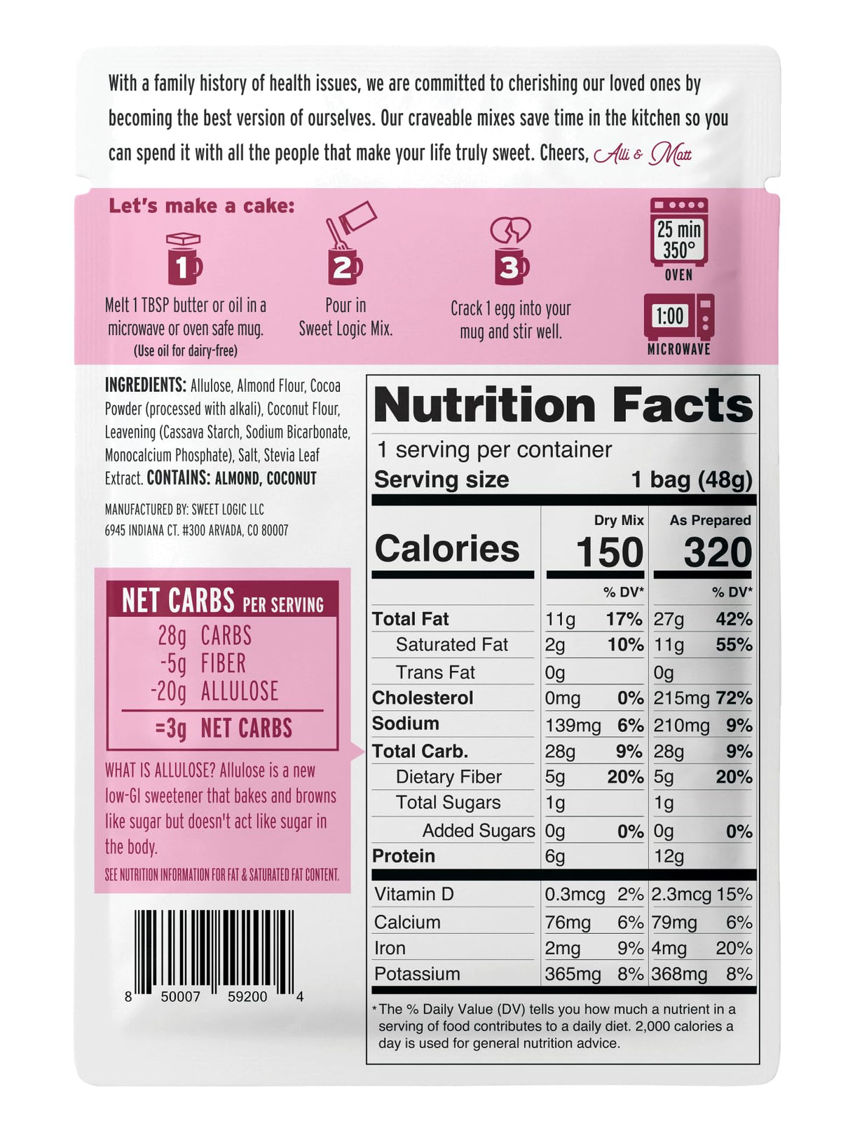 Sweet Logic after-workout scene with mug cake, convenient protein snack.