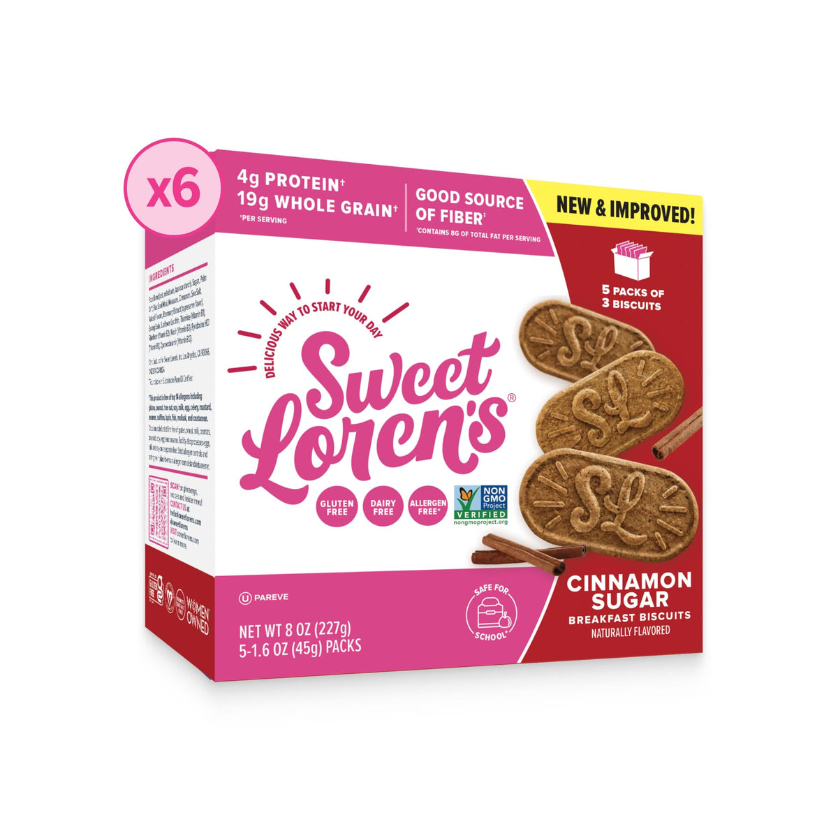 Sweet Loren's Cinnamon Sugar vegan breakfast biscuits pack for quick on-the-go mornings