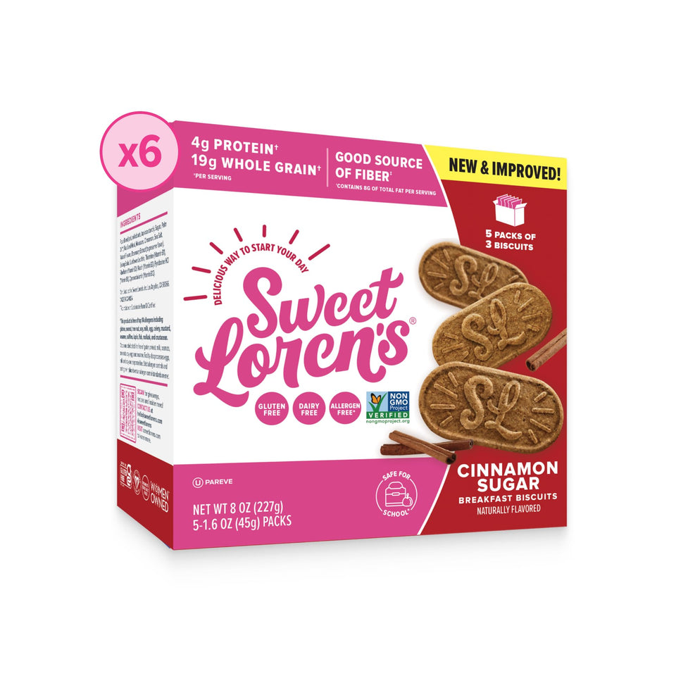 Sweet Loren's Cinnamon Sugar vegan breakfast biscuits pack for quick on-the-go mornings