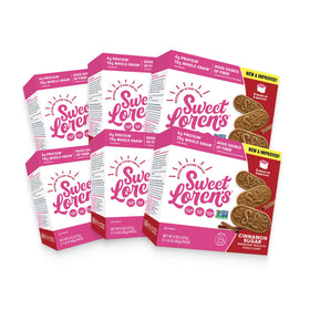 Sweet Loren's Cinnamon Sugar biscuits in six-pack display, ideal school snack
