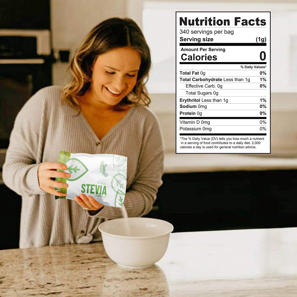 Sweet Nature sweetener powder dissolving in tea with no gritty texture