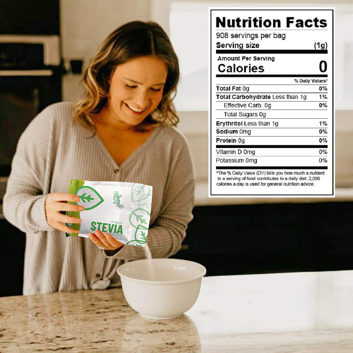 Sweet Nature Stevia-Erythritol label highlights kosher certified blend