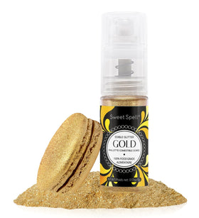 Sweet Spell edible cake glitter spray bottle adds gold shimmer to cakes