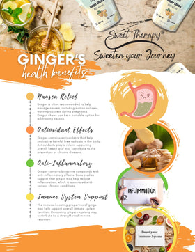 Sweet Therapy sugar-free ginger chews on desk, convenient after meals or long workdays.
