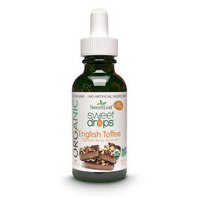 Sweet Drops English Toffee bottle front shows zero calorie flavor.