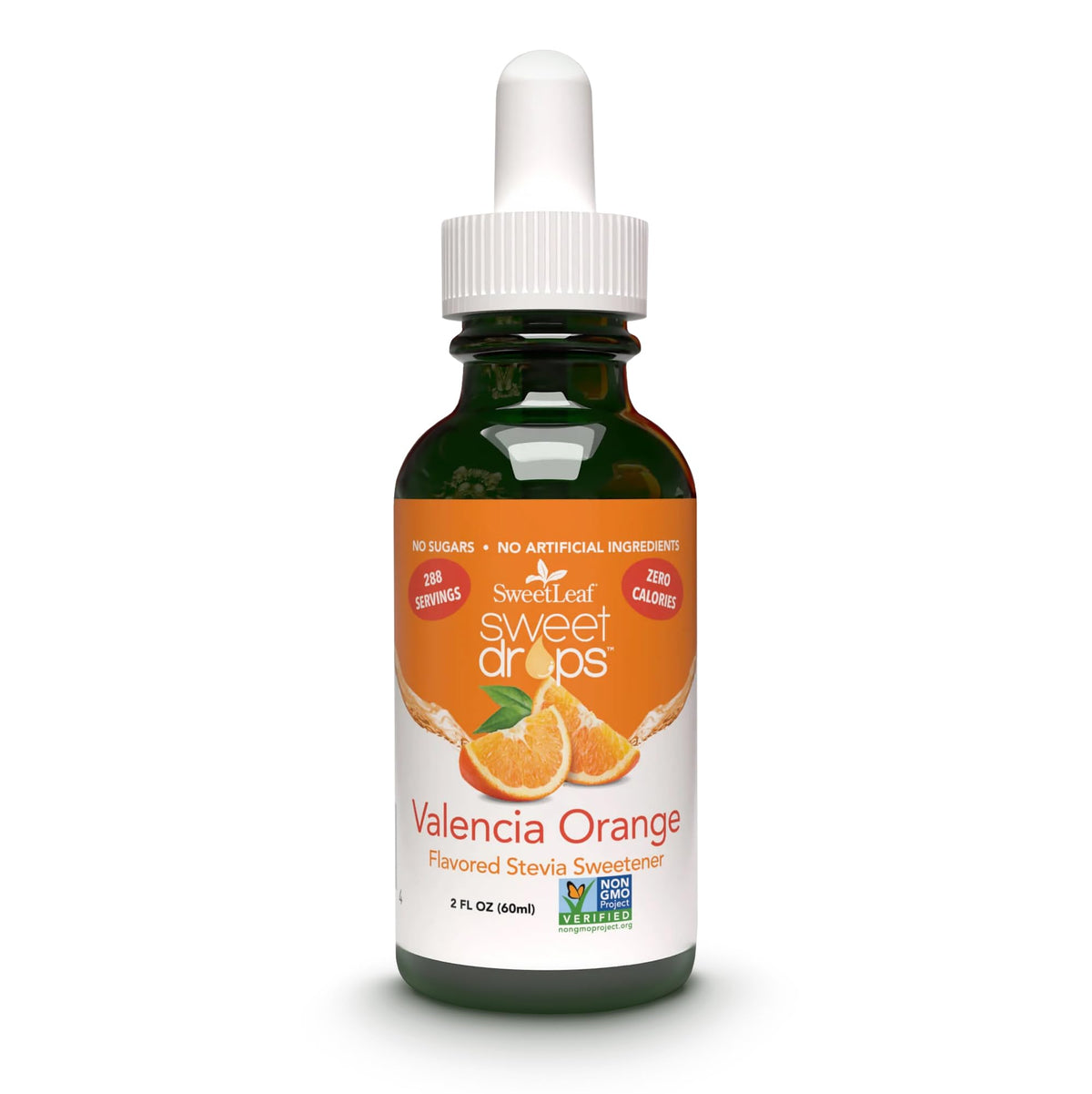 Sweet Drops Valencia Orange bottle, ideal for adding zero-calorie flavor to coffee or water.
