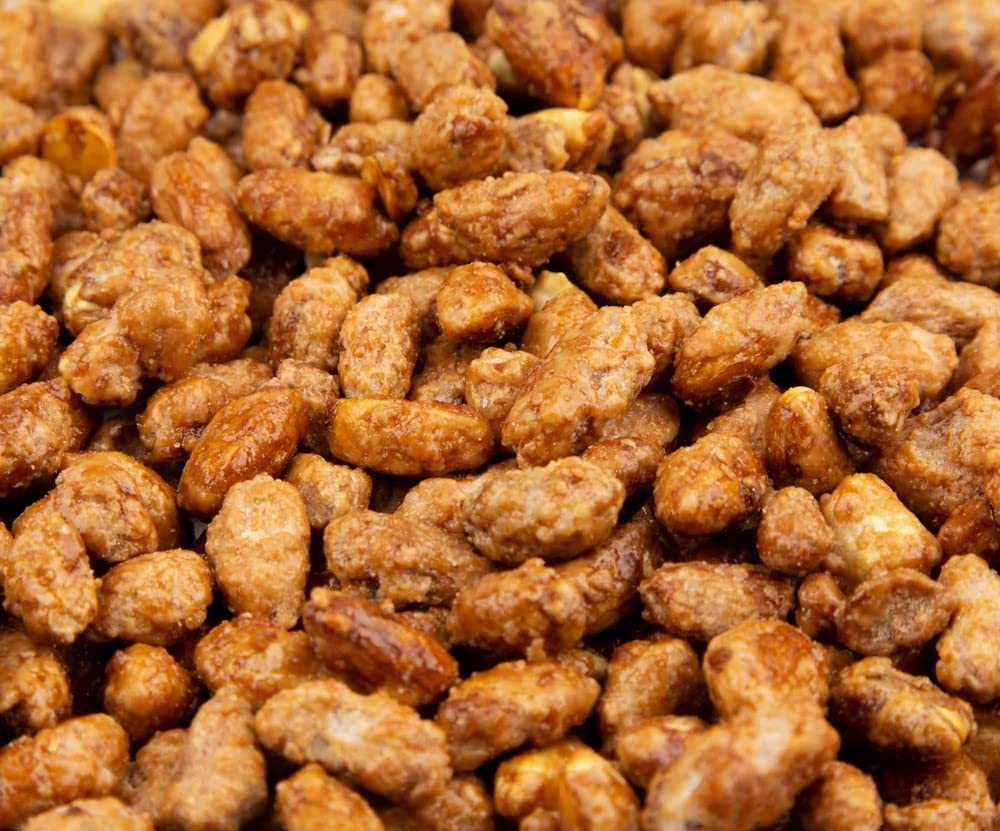 SweetGlob candy-coated toffee peanuts with glossy caramel shell detail