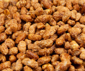 SweetGlob candy-coated toffee peanuts with glossy caramel shell detail