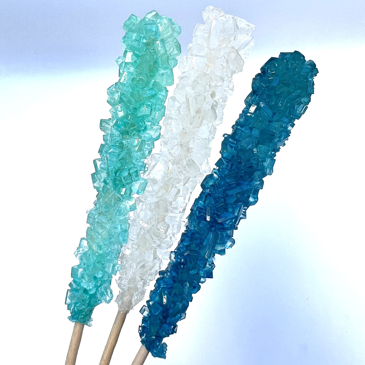 SweetGlob classic rock candy stick blue ice flavor for celebrations