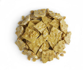 SweetGlob Old Fashioned Peanut Brittle bulk bag showing classic, nostalgic crunch for party snacks.