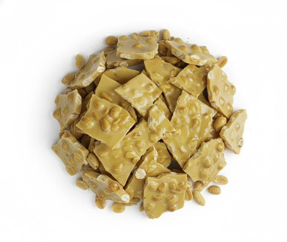 SweetGlob Old Fashioned Peanut Brittle bulk bag showing classic, nostalgic crunch for party snacks.