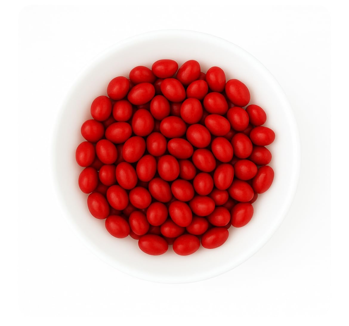 SweetGlob Old Fashioned Red Boston Baked Beans with glossy red coating for nostalgic snacking.