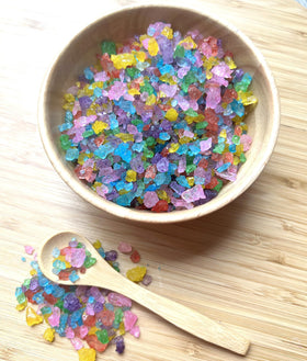SweetGlob old-fashioned rock sugar candy gems displayed for a candy buffet