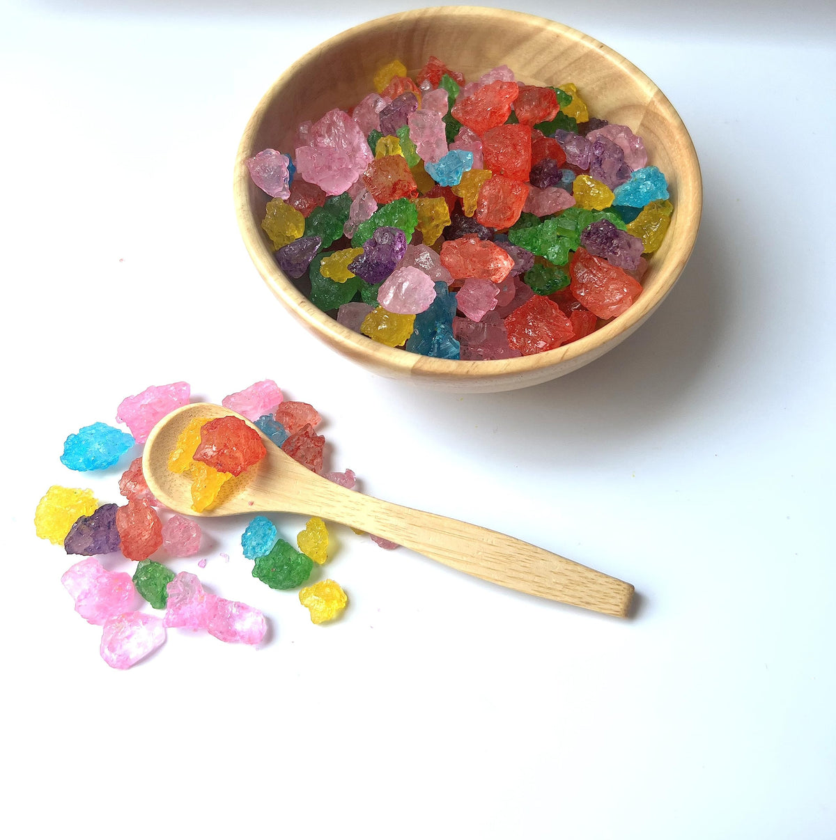 SweetGlob old-fashioned rock sugar gems in assorted flavors for cocktails.