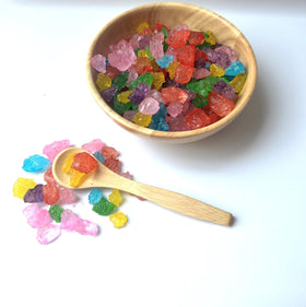 SweetGlob old-fashioned rock sugar gems in assorted flavors for cocktails.