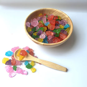 SweetGlob blue raspberry flavor rock sugar gem adds vibrant sweetness.