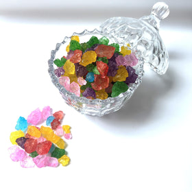 SweetGlob red strawberry flavor rock sugar gem for desserts and cocktails.