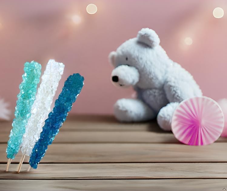 SweetGlob 12-pack rock candy sticks on display, perfect for party favors