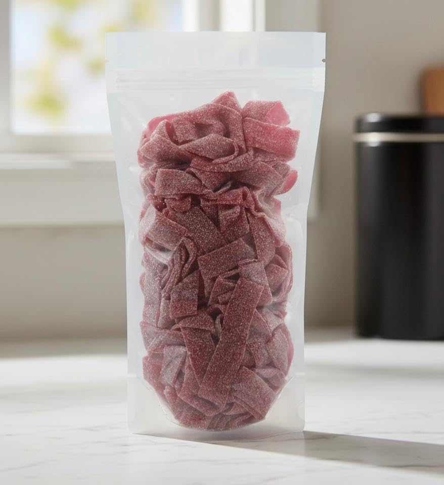 SweetGlob Sour Gummy Belts glob shapes, ideal for sharing at parties.