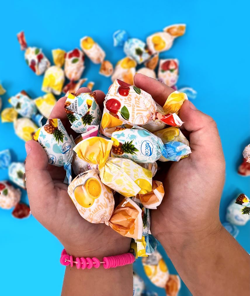 SweetGourmet Arcor fruit filled bon hard candy close-up showing thin melt-ready shells.
