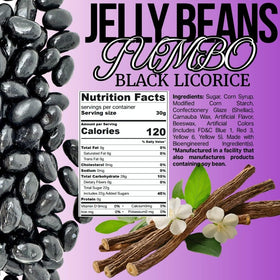 SweetGourmet Black Licorice Jumbo Jelly Beans in a serving dish perfect for party buffets