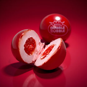 SweetGourmet cherry gumballs close-up highlights the multi-layer flavor experience.