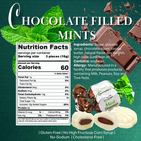 SweetGourmet chocolate-filled mint, center view reveals creamy core and glossy exterior.