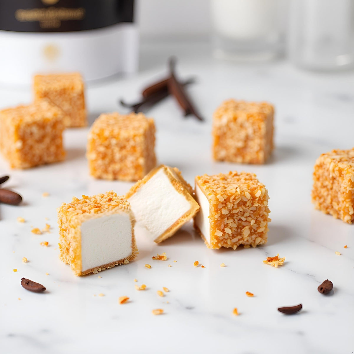 SweetGourmet coconut-coated cubes add texture to treats and sweets