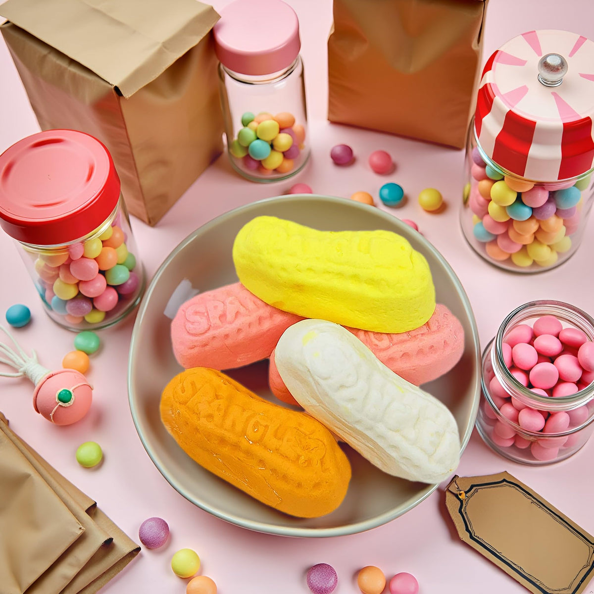 SweetGourmet pink cherry circus peanuts – colorful treat for party bowls.