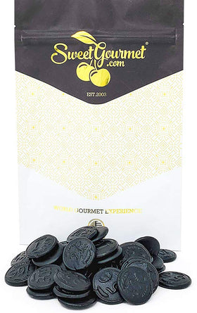 SweetGourmet Dutch licorice coins packaging is bulk and gift-friendly