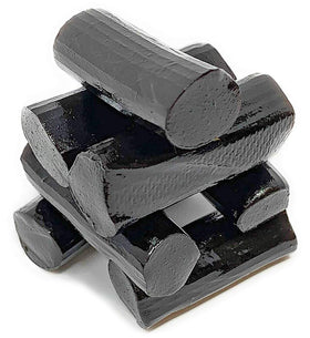 Open resealable pouch reveals 2 lb SweetGourmet Finnska licorice