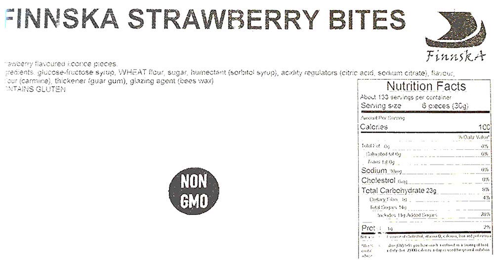 One-pound bulk bag of SweetGourmet Finnska Strawberry Bites for parties