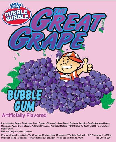 SweetGourmet Great Grape Concord Dubble Bubble Gum Balls in resealable pouch for freshness and convenience.