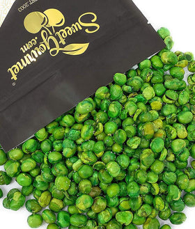 SweetGourmet Green Peas air-fried crunch in a resealable bag for easy snacking.