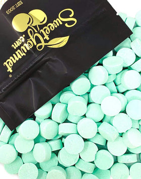SweetGourmet Green Spearmint Lozenges in bag, a classic after-dinner breath freshener.