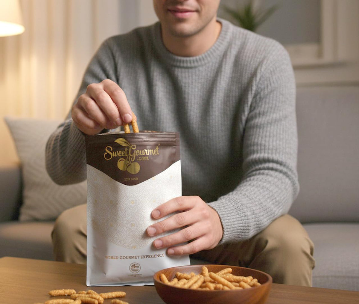 SweetGourmet Honey Roasted Sesame Sticks kosher certification signals trusted snack quality.
