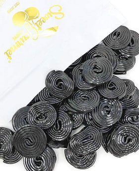 SweetGourmet Italian Black Licorice Wheels pack shows resealable pouch for freshness