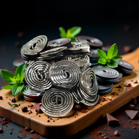 SweetGourmet Italian licorice wheels on shelf highlight international favorite snack