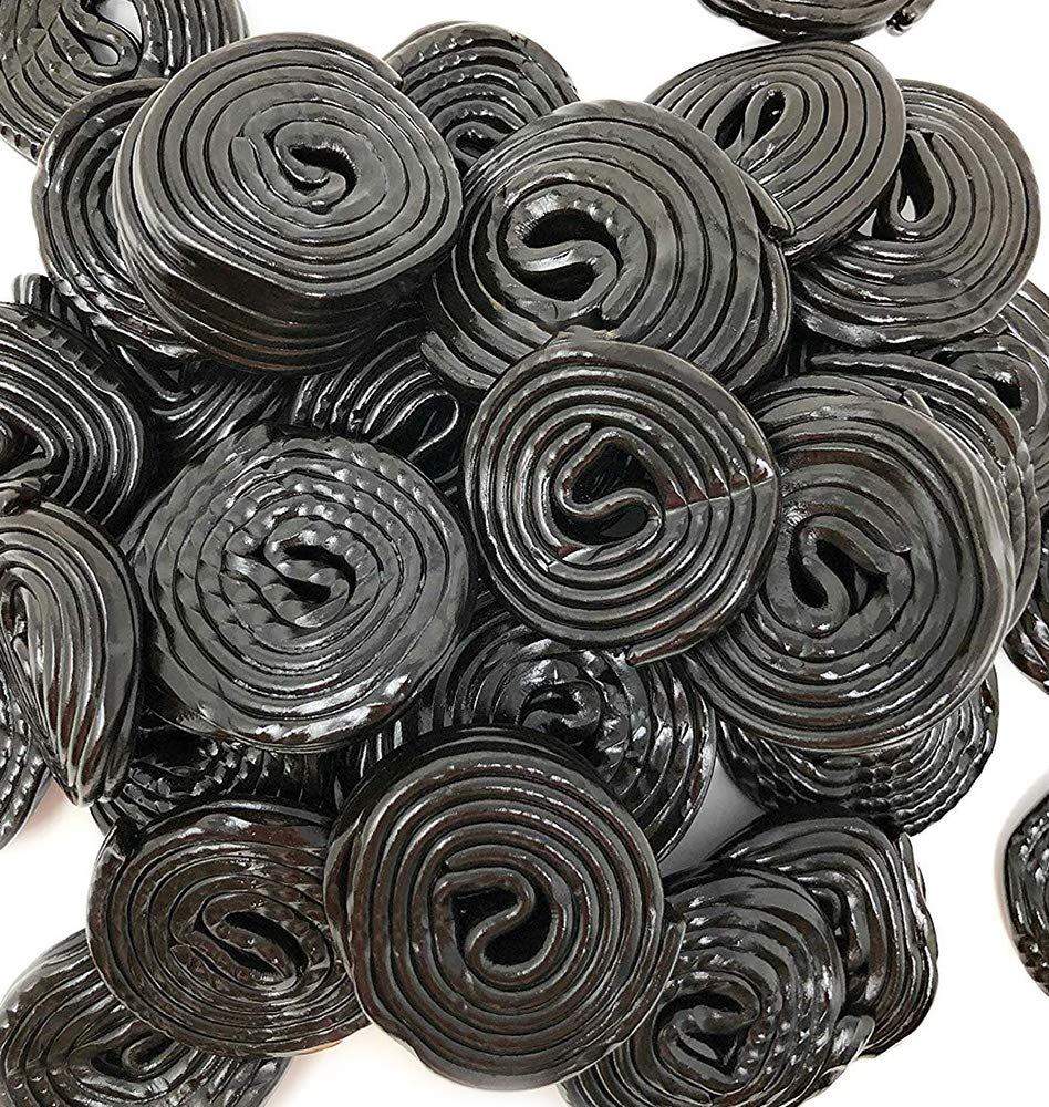 SweetGourmet licorice wheels in 1 lb pouch ready for gatherings