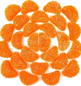 Close-up of sugar-coated orange slices with crystal coating