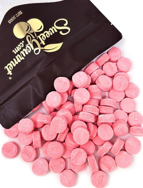 SweetGourmet Pink Wintergreen lozenges in bulk bag for easy event serving.