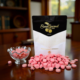 Front view of SweetGourmet Pink Wintergreen lozenges packaging emphasizing bulk value.