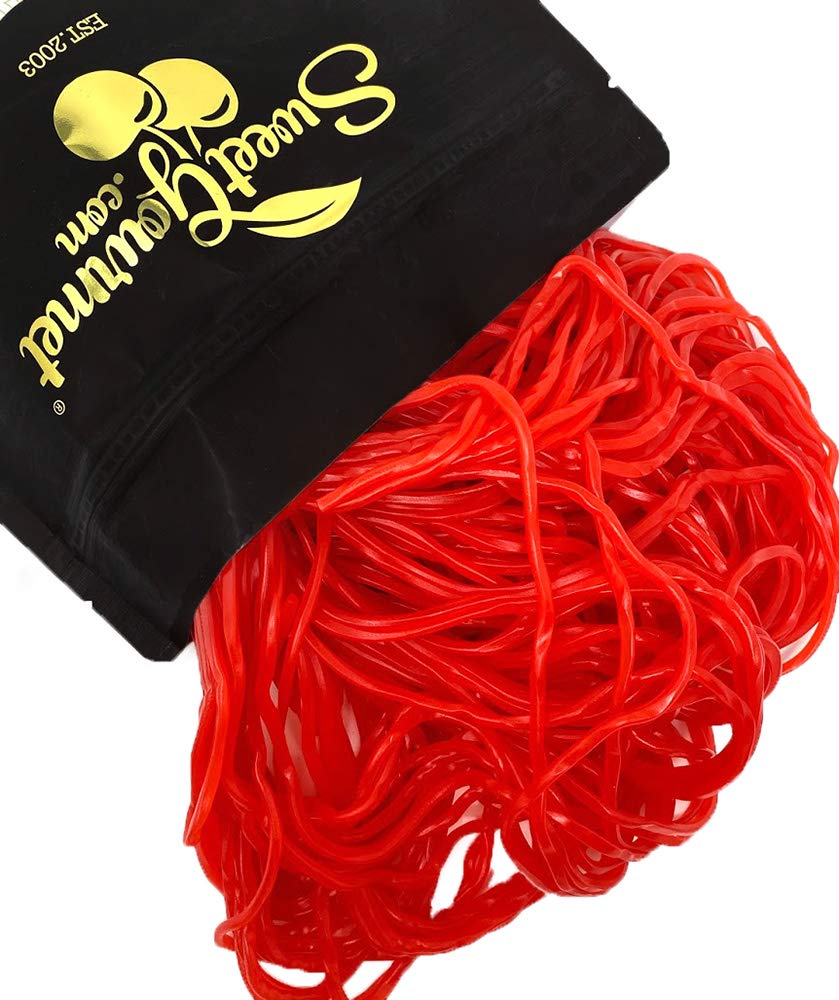 SweetGourmet Strawberry Dutch Licorice Laces soft chewy texture satisfies bites
