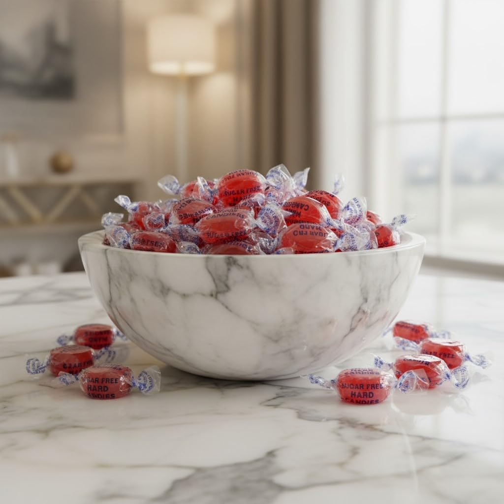SweetGourmet sugar-free cinnamon discs display vibrant discs in bag.
