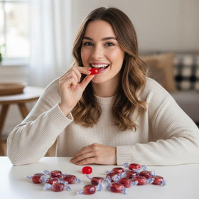 SweetGourmet sugar-free cinnamon discs bite-size pieces for convenient sharing.