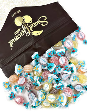 SweetGourmet sugar-free Italian fruit jellies Mandarin flavor close-up highlighting fruity zest
