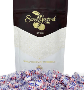 SweetGourmet sugar-free peppermint candy, wrapped for portability and freshness.